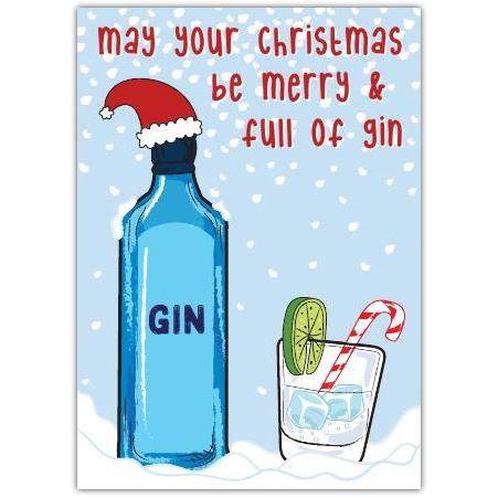 Merry Christmas Gin Bottle Humorous Seasonal Greeting Card