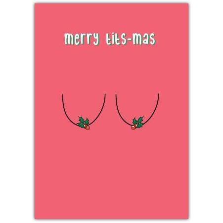 Merry Tits-Mas Funny Rude Christmas Card Humorous Adult Holiday Greeting