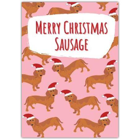 Merry Christmas Sausage Dog Cute Dachshund Festive Greeting Card