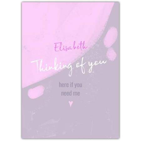 Personalised Thinking of You Card with Pink Heart Design for Support and Friendship