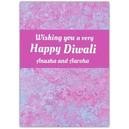 Personalised Pink Marble Happy Diwali Greeting Card with Custom Name Option