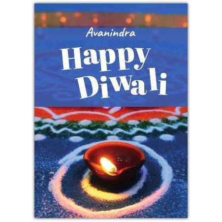Personalised Happy Diwali Greeting Card with Traditional Flame Lamp Design
