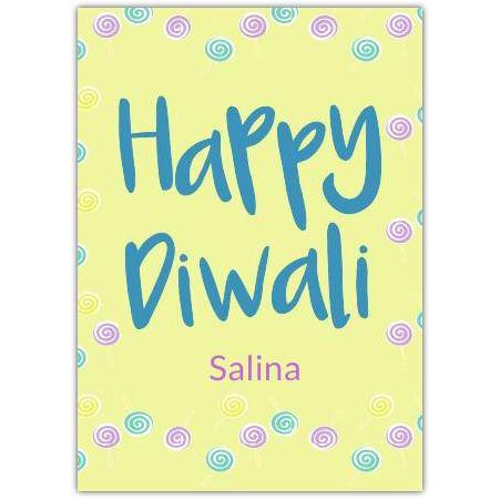 Happy Diwali Festival Card with Colourful Swirls Personalised Greeting Card