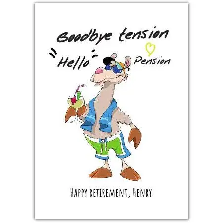 Retirement Camel Cocktail Funny Greeting Card Personalised Option