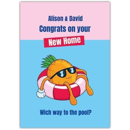 Personalised New Home Congratulations Card Chillin Pineapple Pool Theme