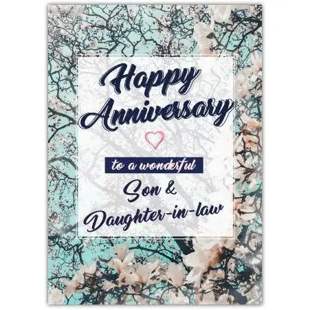 Happy Anniversary Son and Daughter-in-Law Cherry Blossom Greeting Card