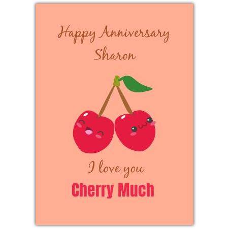 Personalised Cherry Pun Anniversary Card I Love You Cherry Much Design