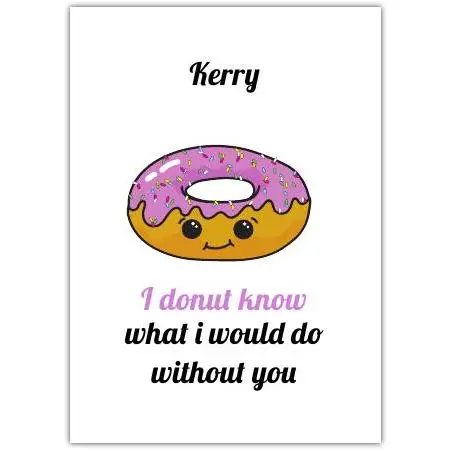 Personalised Funny Donut Pun Thank You Card with Name Option