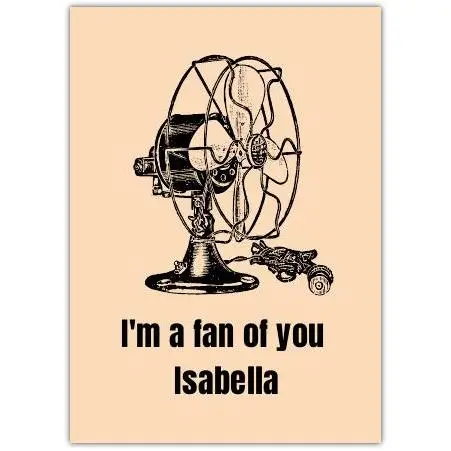 Retro Vintage Fan Pun Valentines Day Card Personalised with Name