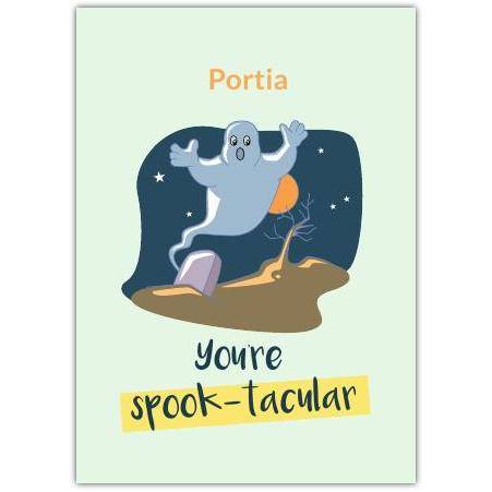 Personalised Funny Spook-Tacular Ghost Pun Greeting Card for Halloween or Any Occasion