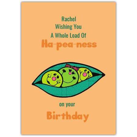 Personalised Funny Peas In A Pod Birthday Card With Humorous Ha-pea-ness Pun