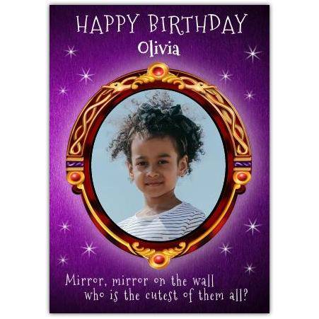 Personalised Happy Birthday Mirror Photo Upload Card Cutest of Them All Design