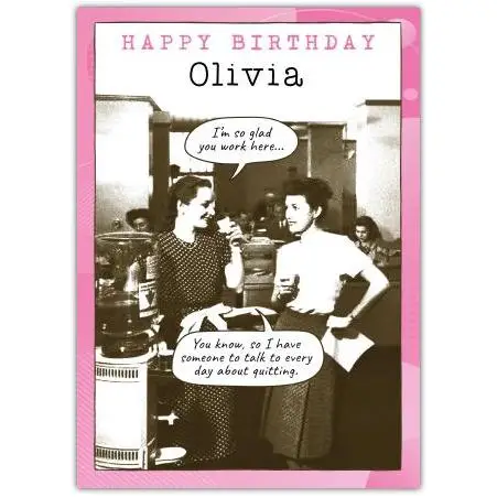 Happy Birthday Vintage Office Banter Personalised Funny Work Greeting Card