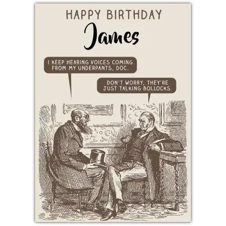 Funny Rude Vintage Style Personalised Happy Birthday Card for Him