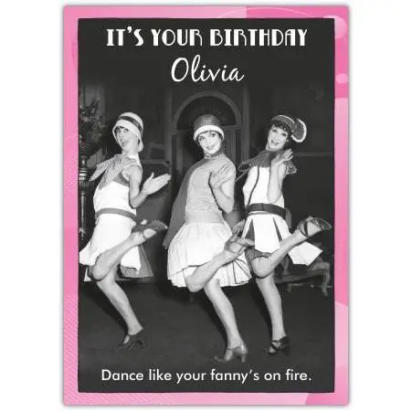 Personalised Vintage Flapper Birthday Card Funny Adult Female Dance Theme