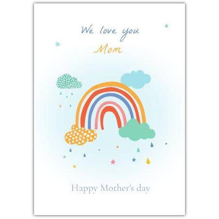 Hand Drawn Rainbow and Clouds Mother's Day Love Greeting Card