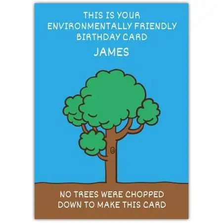 Personalised Environmentally Friendly Birthday Card with Tree Illustration
