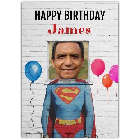 Personalised Superman Birthday Card with Photo Upload and Name Customisation