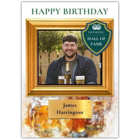 Personalised Drinking Hall of Fame Birthday Card with Photo Upload and Nameplate