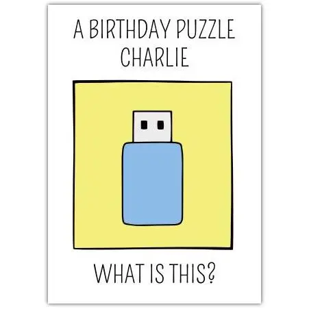 Personalised Birthday Puzzle Card with USB Design and Custom Name Option
