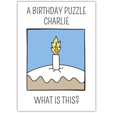 Personalised Birthday Puzzle Cake Candle Humour Card for Kids and Adults
