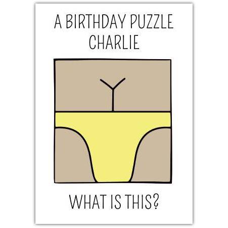 Funny Birthday Puzzle Camel Card Personalised with Name and Humorous Design