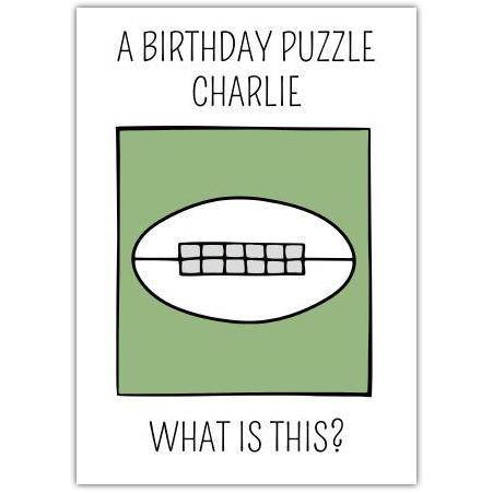 Personalised Birthday Puzzle Card with Humorous Clam Design