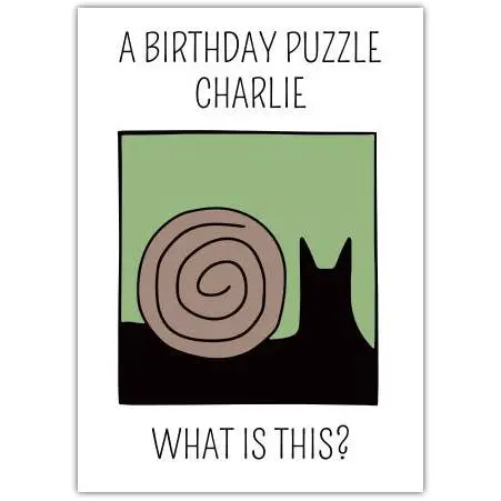 Personalised Humorous Birthday Puzzle Card with Snail and Cat Design