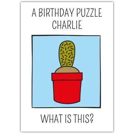Personalised Birthday Puzzle Plant Pot Card with Humorous Design