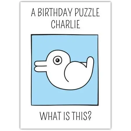 Humorous Birthday Puzzle Card with Rabbit Illusion - Personalised Option Available