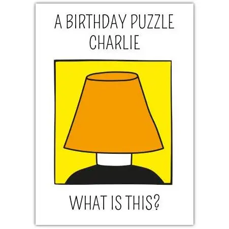 Birthday Puzzle Humorous Card for Priest with Lamp Shade Design