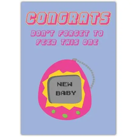 Retro 90s Gaming Style New Baby Congratulations Card with Funny Message