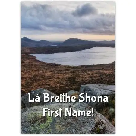 Lá Breithe Shona Irish Landscape Personalised Birthday Card in Gaeilge