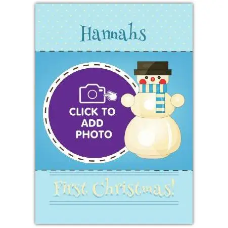 Personalised First Christmas Snowman Photo Card for Baby or Child