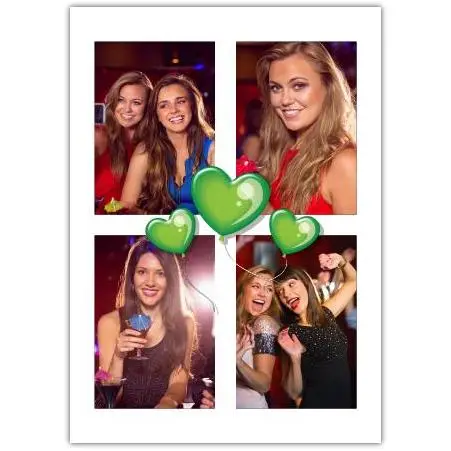 Personalised Four Photo Green Irish Hearts Celebration Greeting Card