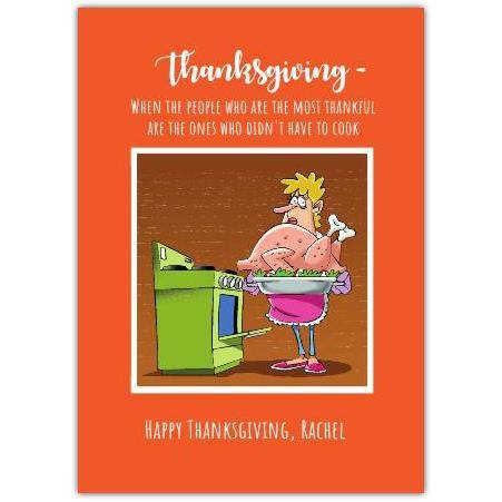Funny Personalised Thanksgiving Card for Food Lovers Who Didn't Cook