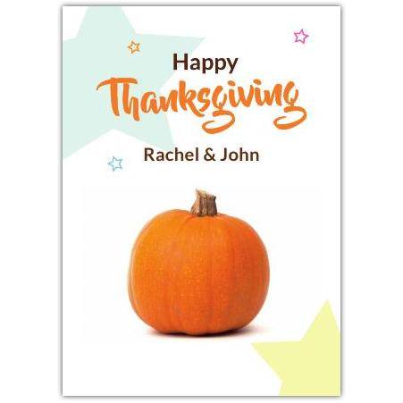 Personalised Happy Thanksgiving Card with Pumpkin and Star Design