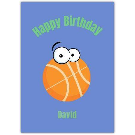 Personalised Happy Birthday Card with Cartoon Basketball Design for Sports Fans