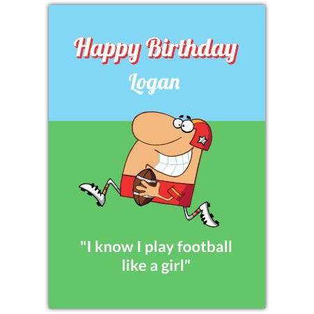 Personalised Humorous Happy Birthday Card for Boys Football Player with Custom Name