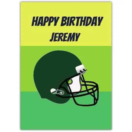 Personalised American Football Birthday Card with Helmet Design for Jeremy