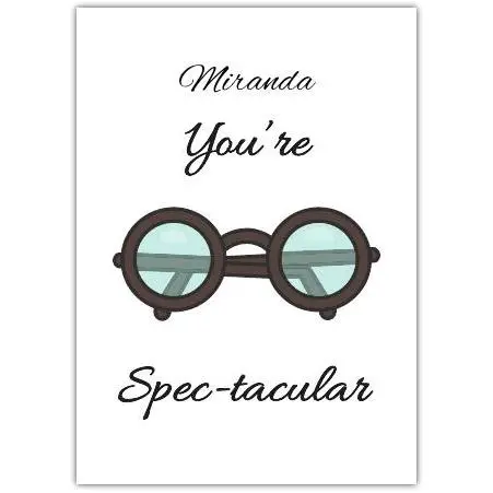 Personalised Fun Spectacles Pun Greeting Card with Name Customisation