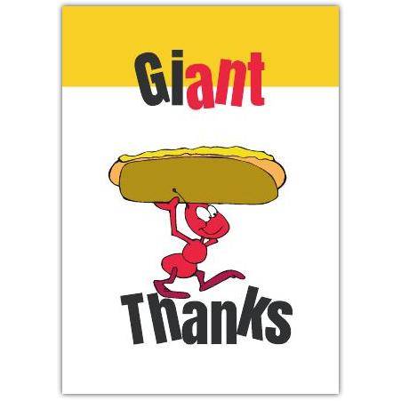 Funny Giant Thanks Ant Cartoon Humorous Thank You Greeting Card