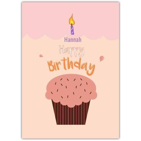 Personalised Happy Birthday Cupcake Card with Candle for Kids and Adults