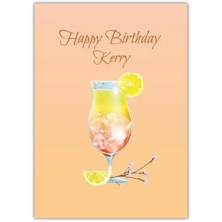 Personalised Happy Birthday Card with Tropical Cocktail and Lemon Design