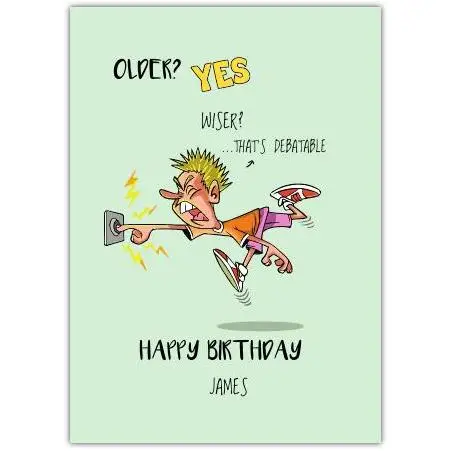 Funny Humorous Birthday Card with Cartoon Character and Personalised Name Option