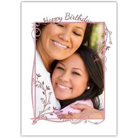 Personalised Happy Birthday Card with Photo Frame and Floral Design for Loved Ones