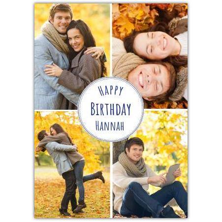 Personalised Four Photo Autumn Collage Happy Birthday Card for Her