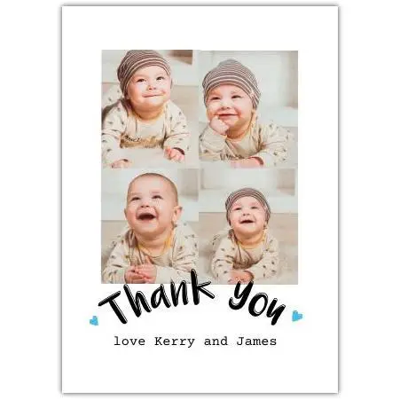 Personalised Thank You Card with Baby Photo Collage for Any Occasion