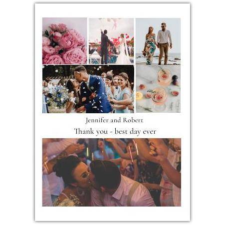 Personalised Wedding Thank You Card with Photo Collage Best Day Ever Design