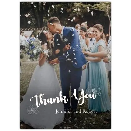 Personalised Wedding Thank You Card with Bride and Groom Photo on Cover